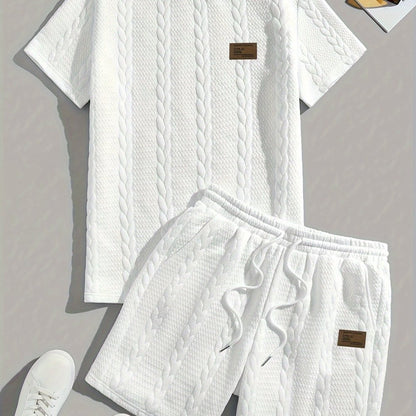 Camiseta de manga curta e shorts com cordão - Marrom, Conjunto de verão