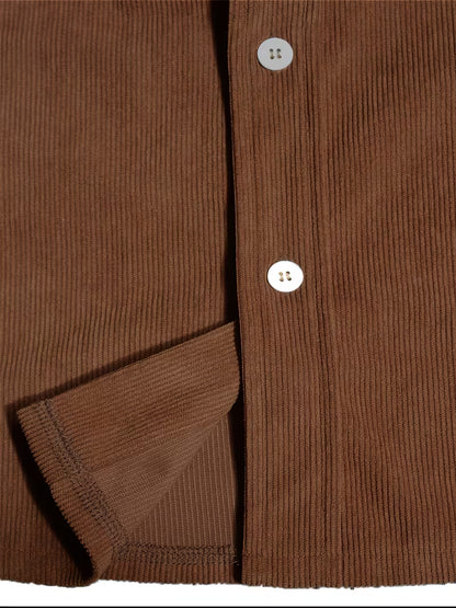 Camisa El Estanciero · Pana Canalada con Paneles de Cuero
